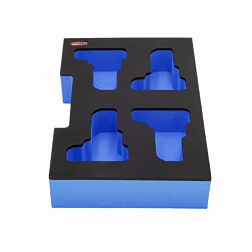 APTEX Schaumeinlage passend für 4x Bosch Akkus GBA 12V 4Ah, 6Ah für halbe L-Boxx 102 G4, 136 G4, LB4 Blau-schwarz