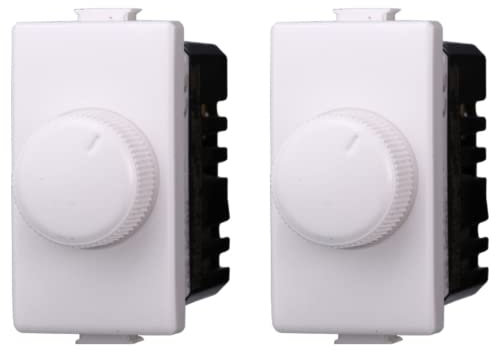 LEDLUX 2 Pezzi Di Frutti Dispositivi Di Comando, Compatibile Con Bticino Living (Regolatore Dimmer A Manopola, Bianco)