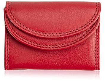 Josephine Osthoff Damen Geldbörse klein praktisch für Münzen, Scheine und Karten Herren Portemonnaie klein und Slim aus 100% Echtleder, RFID Schutz (204), Farbe:Kirsche
