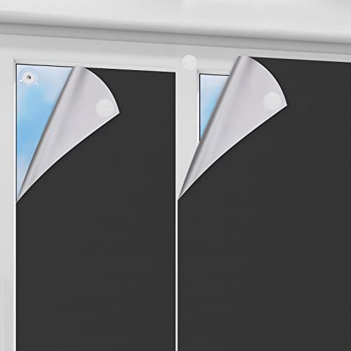 Eurohome Zuschneidbar Verdunklungsrollo 100% Blackout Verdunkelungstoff Easyfix 1,45mx2.4m Schwarz mit Klettband Selbstklebend Oeko-TEX Standard 100 Stoffe für Dachfenster Fenster Tür