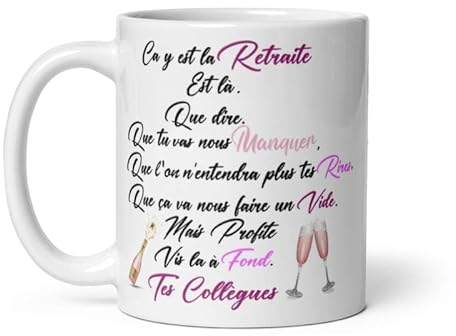 Générique Mug humour retraite femme à offrir pour un départ, une collègue ou une amie à une amie proche, personne de votre entourage