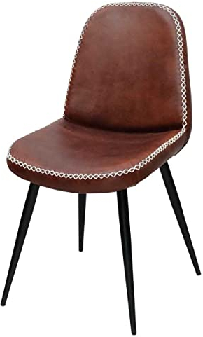 Casa Moro Lederstuhl Federico Braun aus Echtleder & Metall | Premium Esszimmerstuhl | Polsterstuhl Retro-Stuhl für Küche Garten Terrasse Esszimmer | SP22111