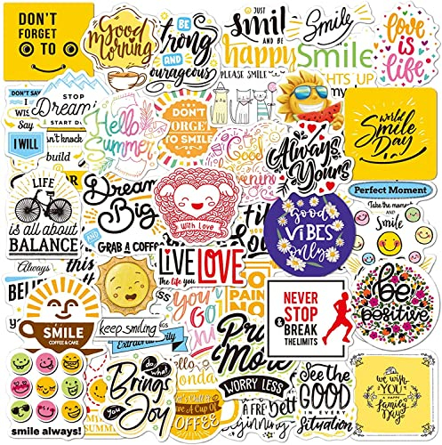 50 Pcs Cute Inspirational Stickers, Positive Motivational Stickers Waterproof Positive Laptop Stickers for Water Bottle, Laptop, Skateboard, Water Bottles, Computer, Phone, Guitar ect