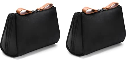 2023 Neue Nylon Kosmetiktasche, wasserdichte und Kosmetiktasche Klein, Reise Kulturbeutel mit Fächern, Multifunktionale Kulturbeutel Kosmetiktasche Waschtasche für Damen (2pcs-Schwarz)
