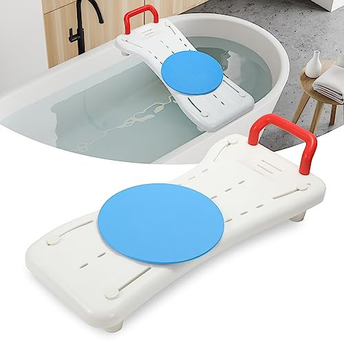 Jopassy Badewannensitz,Badewannensitz Senioren,Badewannenbrett zum Sitzen,Sitzplatte mit Drehteller und Armlehne,Verstellbare Breite 41-62cm,badewannensitz Erwachsene,Kapazität 150kg -Weiß