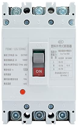 LOUIKA disjoncteur DC MCCB disjoncteur 3P 100A 80A 63A 40A DC750V Interrupteur de Protection Contre Les surcharges Batterie Solaire PV Protecteur à Courant élevé (Size : 3P DC750V, Color : 63A)