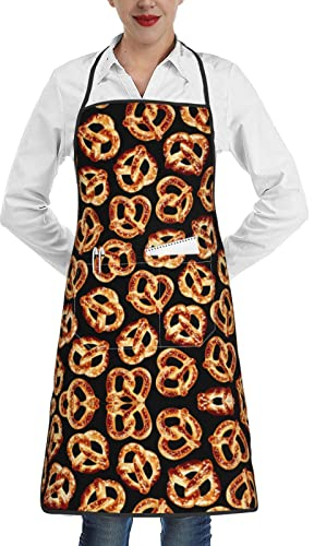 Oudrspo Foodie Brezels Brezel wasserdichte Schürze Latzschürze mit 1 Taschen Kochen Küchenschürzen für Frauen Männer Chef