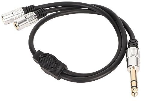 Câble Répartiteur en Y 6,35 Mm vers Double 3,5 Mm, Cordon Mâle 6,35 Mm vers Double Femelle 3,5 Mm, divisé 1 Stéréo en 2 Stéréo, Câble de Connexion pour Haut-Parleur Casque, 1,6 M