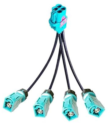 Elecbee Mini Fakra RG316 4-in-1 auf FAKRA Z, wasserdicht, gerader Klinkenstecker, verbesserter 4-Ports, Fahrzeug-LVDS-Kabeladapter, RF-Koaxialverlängerung, 50 cm