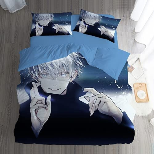 WOLWES Anime Bettwäsche-Set 155×220CM,Kinder Bettbezug Set Mit Kissenbezügen 80×80 cm,Mikrofaser Bettbezug, Für Kinder Jungen und Mädchen（C10）