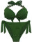 EONAR Damen Seitlich Gebunden Bikini Sets Abnehmbar Bademode Push up Bikinioberteil mit Nackenträger(XXL,Army Green)
