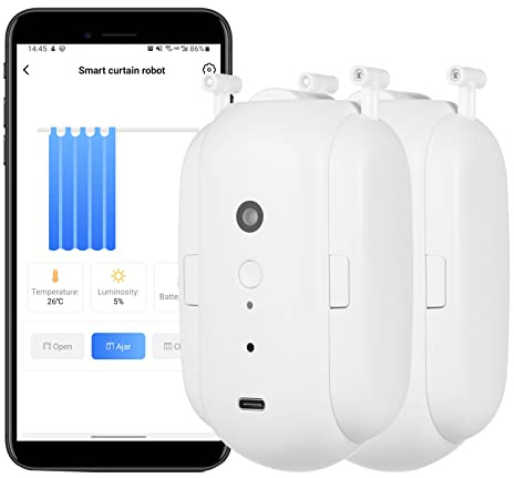 Sunydog BT Automatic Curtain Opener Closer Robot Wireless Smart Curtain Motor Timer Voice Control Smart Home Automation Device for Curtain Track Rod Replacement for Amazon Assistant