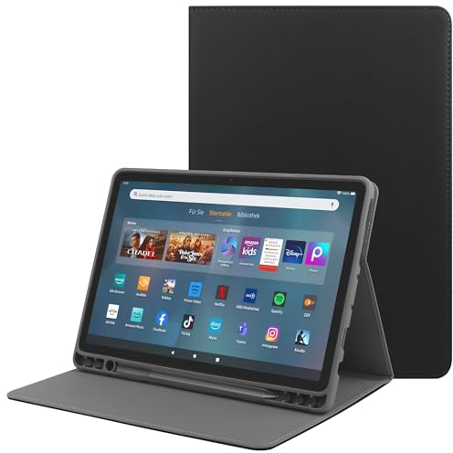 HoYiXi Funda para All-New Fire HD 10 & HD 10 Plus Tablet(13th/11th Generation, 2023/2021 Release) 10.1 Anti-Drop Funda Cover,Pen Pocket, con Soporte Función, Auto-Sueño/Estela,Negro