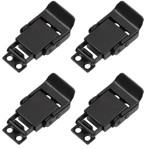 4 Stück Schnappverschluss Edelstahl Verschluss Haspe Spannverschluss Edelstahl Schwarz Edelstahl Spannverschlüsse für Case Box, Toolbox, Schublade, Schrank, Truhe