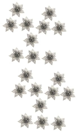 Cabilock 20 STK Dekorative Weihnachtskranz Blumen Künstliche Weihnachtssterne Weihnachtsblume Schmücken Hängende Weihnachtssterne Hohle Schmücken Flash-Pulver Plastik Blitz