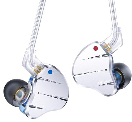 Kbear KS10 Auriculares de in Ear Monitor, Auriculares con Auriculares con Cable Profesionales, HiFi kbear en el Monitor de Orejas in Ear IEM con Cable Desmontable de 2 Pines (Azul, sin micrófono)