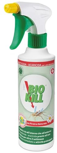 Bio Kill 375 ML - Insetticida Spray Biologico da Piretro Naturale a Base Acquosa, Effetto Immediato e Duraturo, Contro Tutti gli Insetti e gli Acari, Per Ambienti Interni ed Esterni
