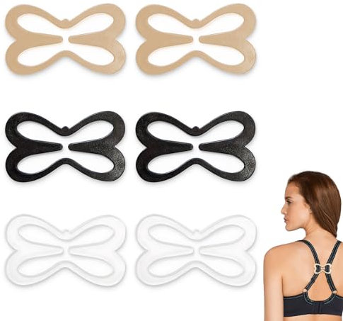 MYHOGOOD 6Pcs Racer Back Bra Clip, Non Slip Bra Strap Clips for Back, Women's Bra Clips for Racer Back, Cross Back Clips Buckles Conceal Straps Clips for Bikini, Activewear, Shirts, Sports Bras