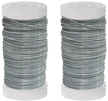 2 Rolls 55m White Florists Wire - 0.35 mm Jewellery & Christmas Wreath Wire for Craft Binding