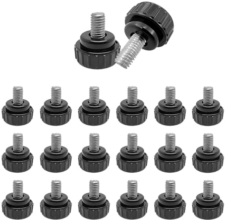 KINHARD Bouton Moleté M6, 20 Pièces Acier au Carbone Vis de Serrage PP Boulons de Poignée, pour Appareils Mécaniques, Instrumentation, Appareils Électroménagers