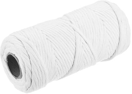 QUARKZMAN Corde en Coton Torsadée à Simple Brin, Blanche 100M/109 Yards 4mm de Diamètre pour Suspendu Murale, Suspendu de Plante, Tricot, Nœuds Macramé