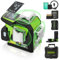 Huepar Laser Level 1/13In High Accuracy 3D Adjustable Brightness Green Line Level with LCD Screen, 360° Self Leveling Laser Leveler with 2 Type Batteries (Li-ion Battery+4*AA Battery) & 4 Working Mode