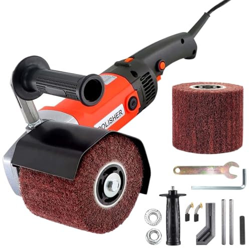 Elettrica Lucidatrice per Trafilatura da 1400W, 6 velocità Regolabile Macchina Levigatrice a Tamburo, Smerigliatrice a Rulli Elettrica per metallo