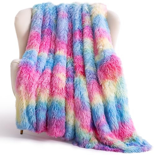 KANKAEU Kuscheldecke Regenbogen, Kuscheldecke Flauschige für Außergewöhnliche Gemütlichkeit, 200×220cm Regenbogen Decke, Weich & Warm, Pflegeleichte Flauschige Decke