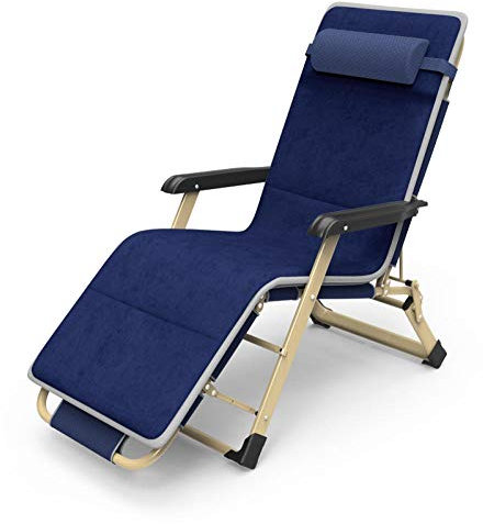 Verstellbare Faltbare Relaxliege mit Kopfstütze und gepolstertem Sessel Garten Freizeit Relaxliege für Maximalgewicht 180 kg Marineblau mit Plüsch Wattepad