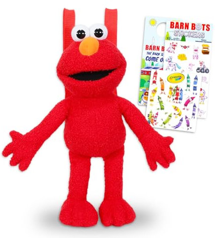 Elmo Plüsch-Rucksack-Set – Bündel mit 38,1 cm Plüschpuppe mit Tragegurten plus Aufklebern, Tattoos, mehr | Sesame Street Rucksack für Kinder