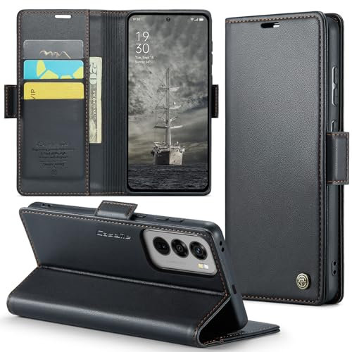 Phernykas Handyhülle für Oppo Reno 12 Pro Hülle Leder,Magnetische Klapphülle mit kartenfach und Standfunktion Smartphone Schutzhülle Lederhülle Oppo Reno 12 Pro Flip Book Case (Schwarz)