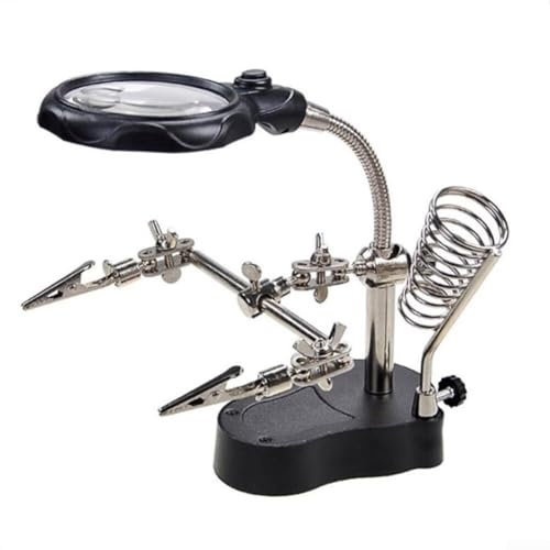 Soldering Station with Magnifying Glass and LED Lights, for Electronics and Craft Projects