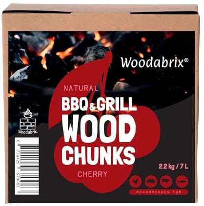 Woodabrix Morceaux de bois pour barbecue, 2,2 kg/7 L, morceaux pour fumer les aliments, cerisier