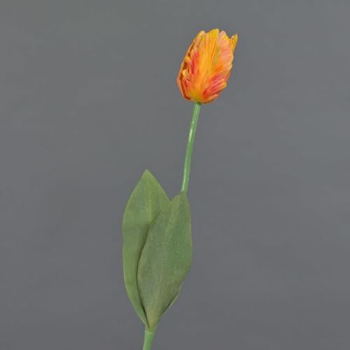 artplants.de Künstliche Papageientulpe Uakari, orange-gelb, 65cm, Ø6cm | Kunst Papageientulpe