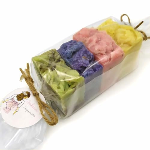 Pack regalo de 4 jabones naturales - Jabón artesano de aceite de oliva para todo tipo de piel - Regalo original para un evento o fecha especial - 50 grs cada jabón