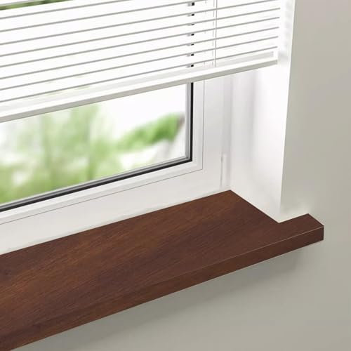 Appui de Fenetre Panneaux de Comptoir Composites pour Appuis de Fenêtre, Protecteur de Rebord de Fenêtre Couleur Noyer pour L'intérieur, Rebord de Fenêtre avec Finition Carrelage et Film Acrylique(60x