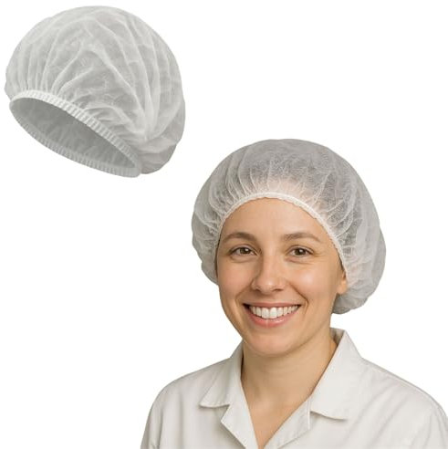 Pedsox, 100 Cuffie Monouso in TNT, Dispositivo Copri Testa e Capelli, Bordo Elastico Rinforzato, Ideali per Uso Privato e Commerciale, Colore Bianco
