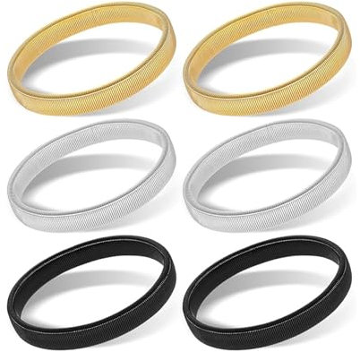 Sleeve Garters,6 Pcs Long Shirt Sleeve Holders,Anti-Slip Metal Garter Armbands,Elastic Adjustable Arm Bands,Suit Accessories,for Men Women Clothing Keeper One Size Fits Most(Goldx2+Silverx2+Blackx2)