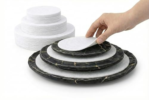 48 Piece Felt Plate Dividers for China Storage - Felt Protectors for Dinner, Salad, and Saucer Plates - Ideal for Moving Fine China, Porcelain, Glass, etc - Cut-to-Fit Full China Set - Soft White
