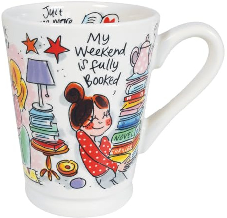 Blond Amsterdam XL-Becher Bücherliebhaber, 500ml | Keramik, Mazagranform, Geschenkidee für Leseratten, Mikrowellengeeignet, Handwäsche empfohlen