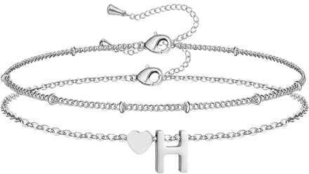 HSWYFCJY Armband Damen Silber Gold Buchstaben Armbänder Armkette Damen Edelstahl Armband Set Schmuck Geschenke Für Frauen