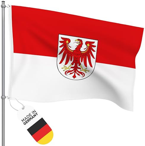 FBS Premium Flagge mit Ösen - Wetterfeste Flagge Deutschland 150x100cm - Strapazierfähige Fahnen und Flaggen aus aller Welt - Deutschland Fahne aus Spun-Polyester 155g/m (Brandenburg)