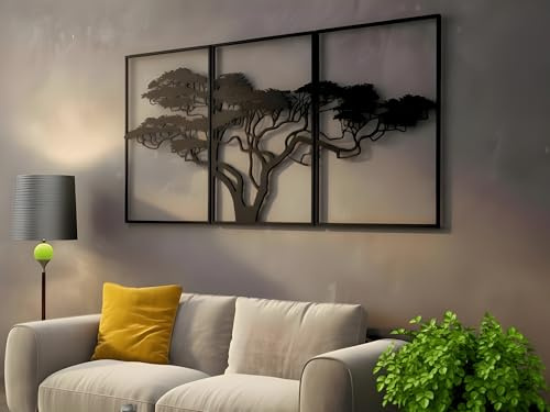 VAILLA Lebensbaum Wanddeko aus Holz 3D – Wandbild Wohnzimmer Schlafzimmer | MDF Sperrholz, Lasergeschnitten, Lebensbaum Gold, Stammbaum, 5 Größen, Schwarz Silber, personalisierbar, Esszimmer Eingang