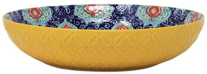 Lesser & Pavey Pasta Bowl Yellow Tuscany Mediterranean Bohemian Large Tableware Dish Decorative