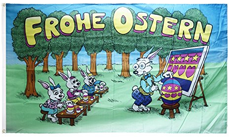 Flaggenfritze Fahne/Flagge Frohe Ostern Hasenschule + gratis Sticker