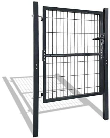 HENGMEI Porta da Giardino Doppia Con Serratura, Cancello per Cortile e Recinzione (125 x 100 cm), Antracite
