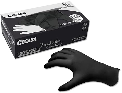 GUANTES CEGASA NITRILO NEGRO SIN POLVO EXTRA GRANDE T9