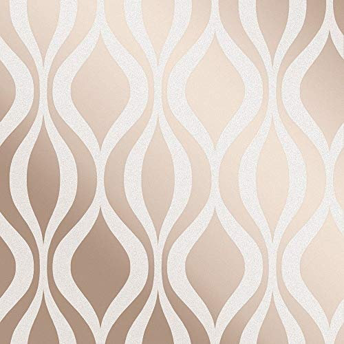 Fine Decor Monaco Geometric Rose Gold Wallpaper FD42245 - Paste The Wa