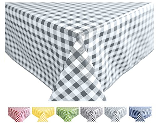 Wachstuch Tischdecke Abwaschbar Eckig 140 x 240 cm Kariert Karo Hellgrau