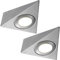 2 Pack | *240V Mains* LED Triangle Under Cabinet Kitchen Spotlights | Brushed Nickel & Natural White | Surface Mounted Light Fittings | Cupboard Worktop Counter Unit Lighting Kit | Loops